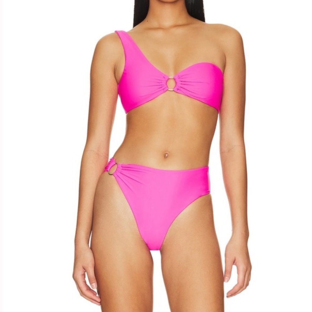 Superdown Fuchsia Bikini Bottom with Ring Detail